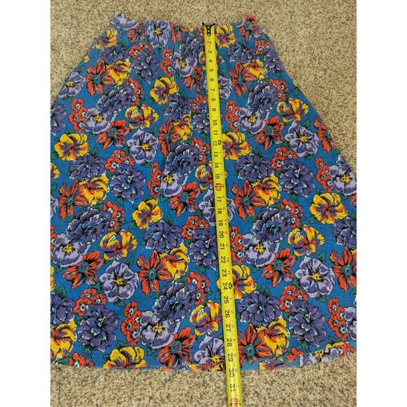 Vintage Cotton Skirt Womens Blue Floral Pockets Pull On Field Gear Midi Sz Small - Picture 4 of 8